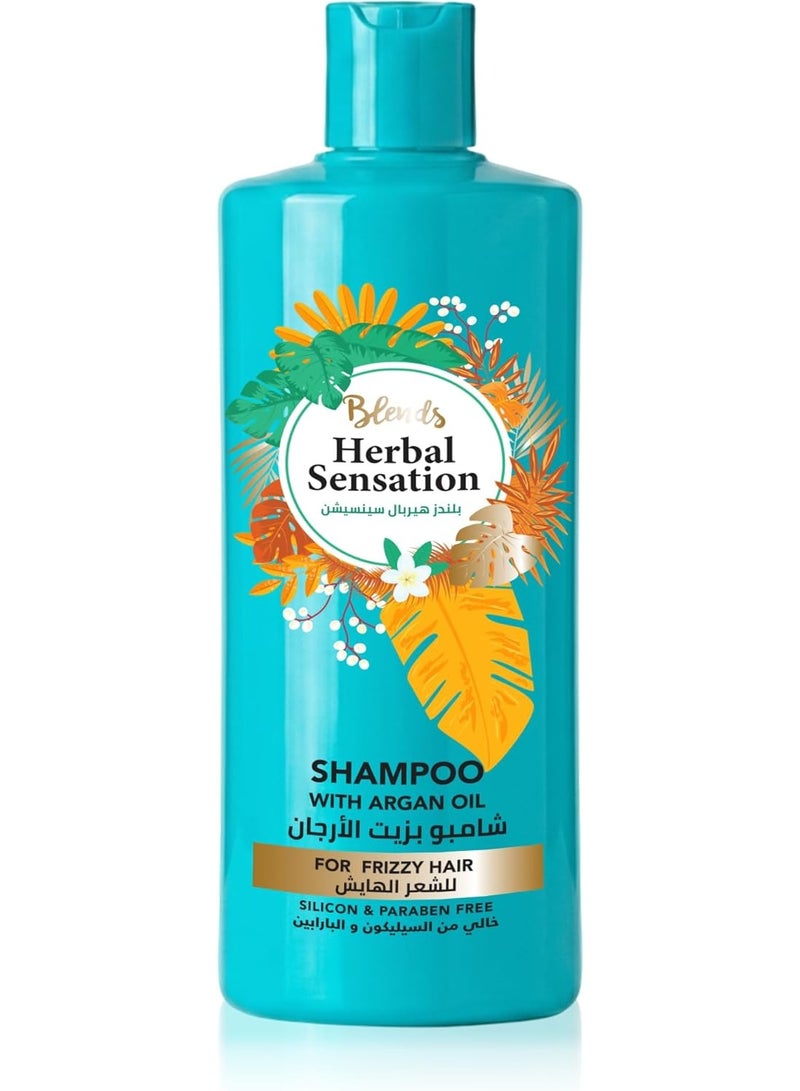 Blends Herbal Sensation Shampoo with Argan Oil for Frizzy Hair - Hydrating Anti-Frizz Formula for Split Ends - Silicon & Paraben Free - 850 ml - Image 1